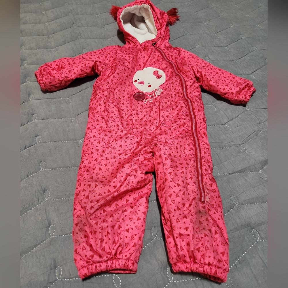 Baby's one-piece Pink Snowsuit 